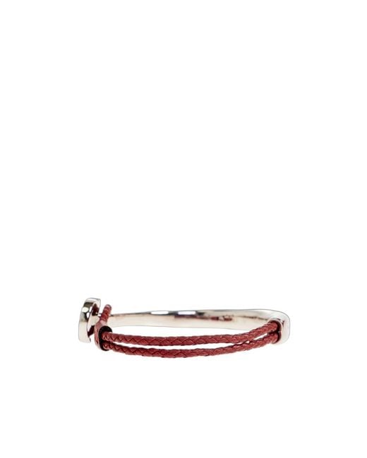 Ferragamo White Ferragamo Gancini Braided Bracelet for men