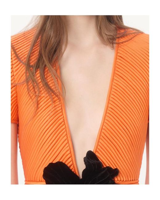 Valentino Orange Embroidered Tulle Illusion Jacket
