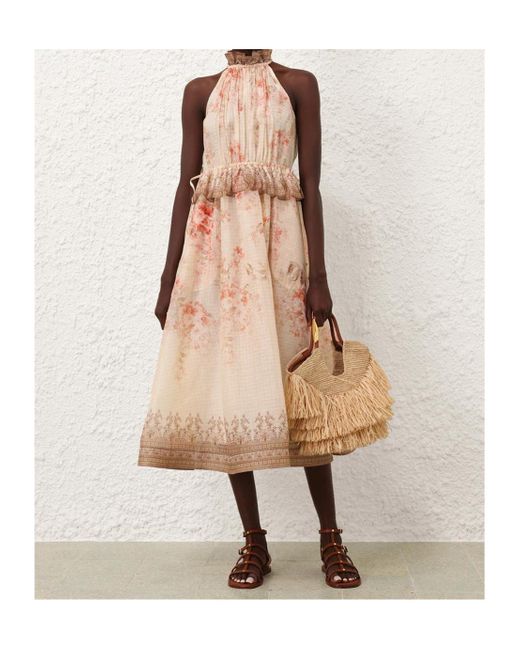 Zimmermann Pink Illuminate Halter Midi Dress