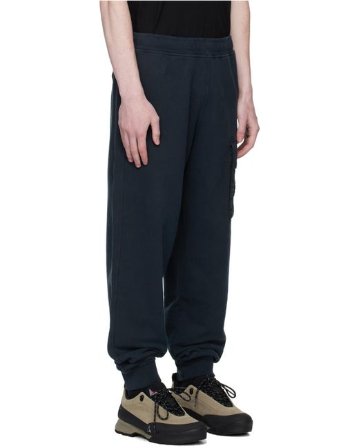 Stone Island Blue Logo Patch Tapered Leg Pants for men