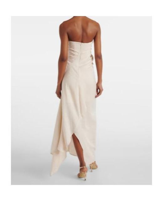 Staud White Caravaggio Draped Linen Maxi Dress