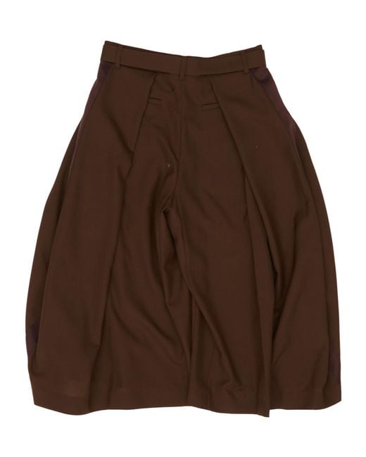 Sacai Brown Plain Wool Blend Shorts