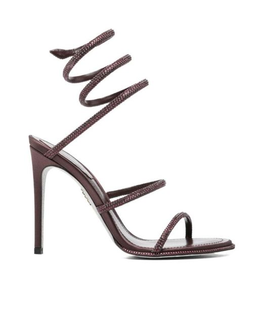 Rene Caovilla Metallic Round-Toe High-Heeled Sandals