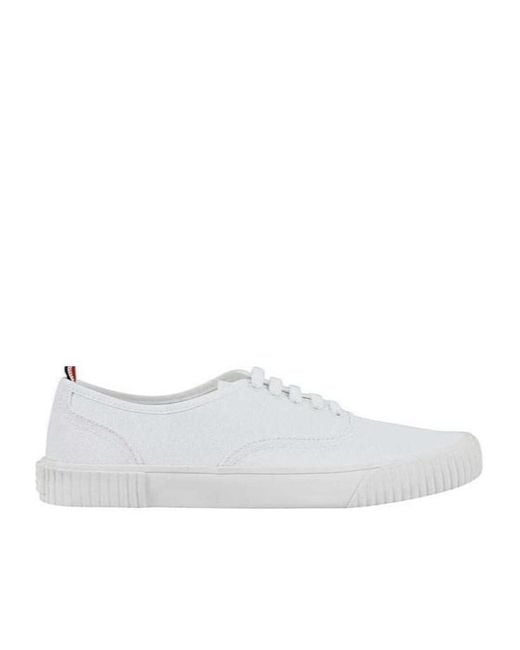 Thom Browne White Heritage Canvas Sneakers for men
