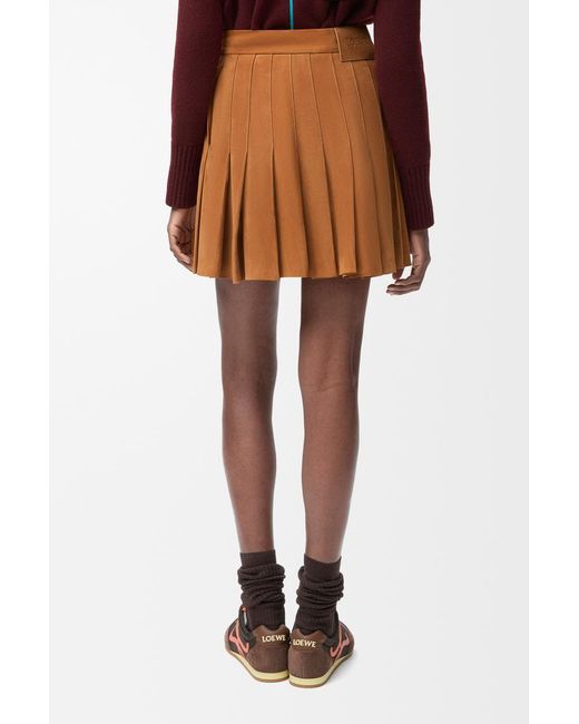 Loewe Brown Buckle Pleated Short Skirt