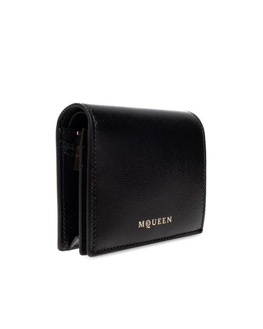McQueen Black Logo Printed Compact Wallet