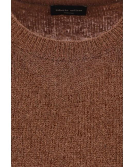 Roberto Collina Brown Round-Neck Sweater for men