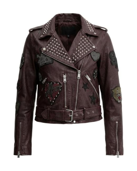 AllSaints Black College Leather Biker Jacket
