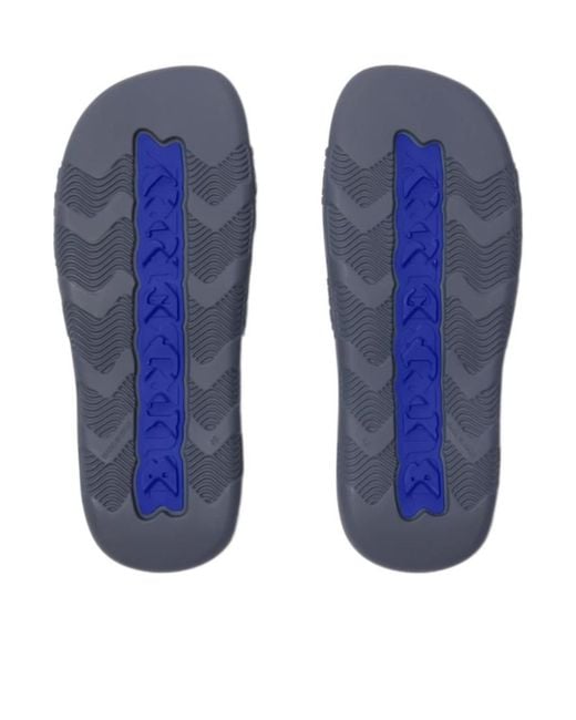 Burberry Blue Embossed Check Dive Slides for men