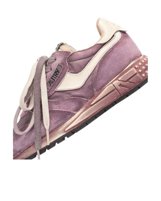 Autry Pink Reelwind Lace-Up Sneakers