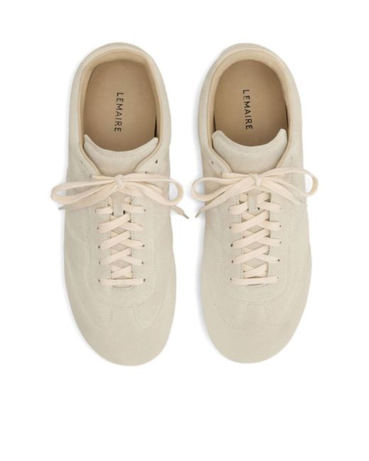 Lemaire White Quilted Suede Low-Tops for men