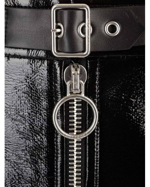 Courreges Black Courrèges Buckle Zipped Vinyl Mini Skirt