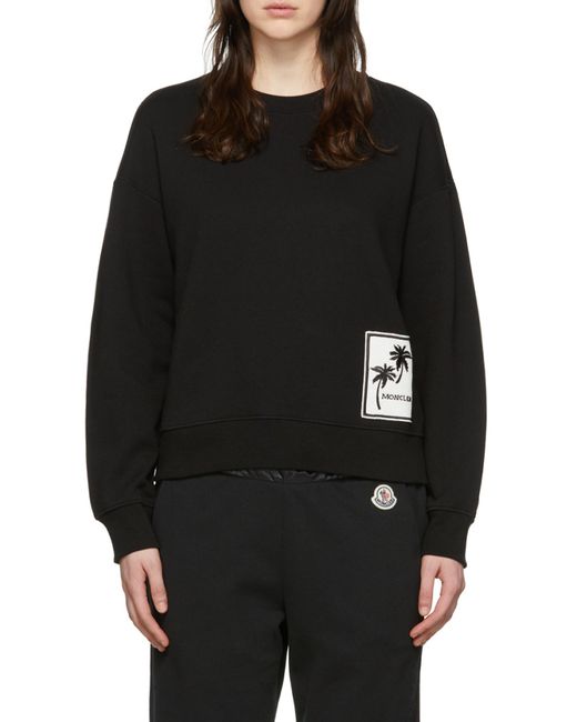 Moncler Black Palm-Patch Cotton Sweatshirt