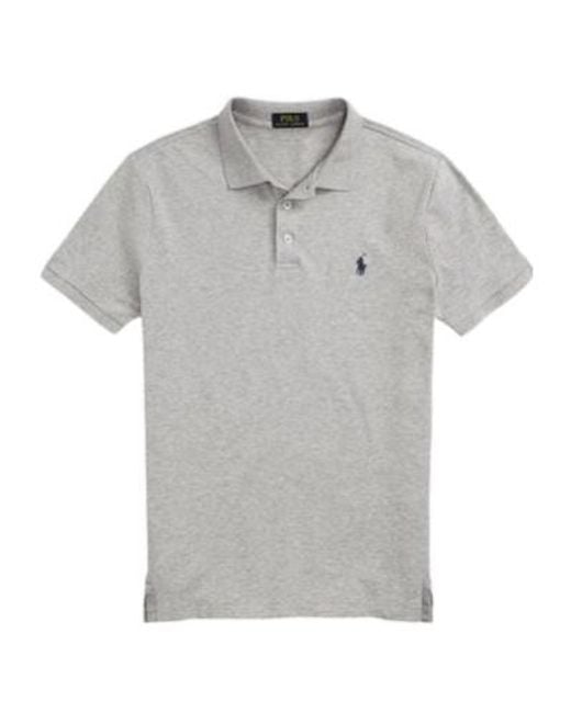 Polo Ralph Lauren Gray Custom Slim Fit Stretched Polo Shirt for men
