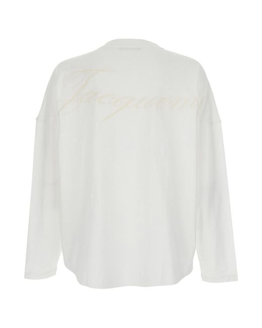 Jacquemus White Long-Sleeve Crewneck T-Shirt for men