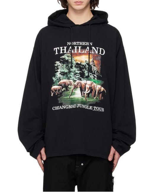Vetements Blue Printed Hooded Hoodie for men