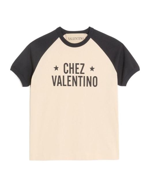 Valentino Multicolor Cotton T-Shirt With Chez Print for men
