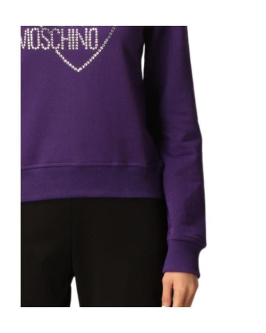 Moschino Purple Logo Round-Necked Sweater