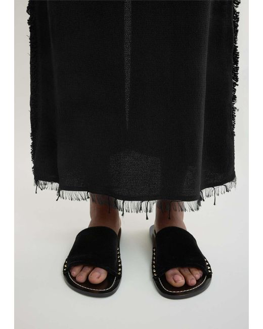 Totême  Black Totême Studded Velvet Slides