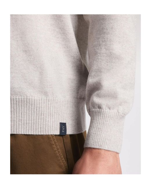 Fay White Round Neck Wool Jumper for men