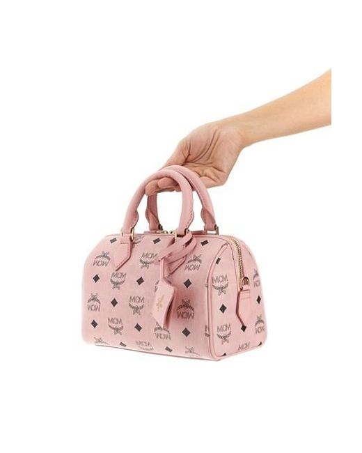 MCM Pink Ella Monogram Boston Tote Bag