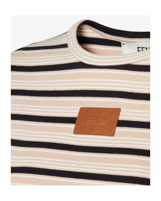 Fendi White Logo Patch Striped Cropped Jumper