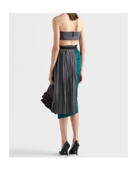 Prada Blue Floral Lace Detailed Midi Skirt