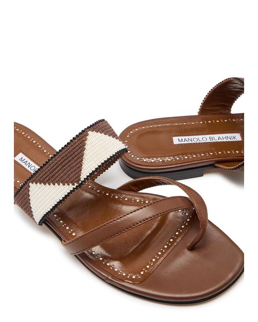 Manolo Blahnik Brown Casual Leather Sandals