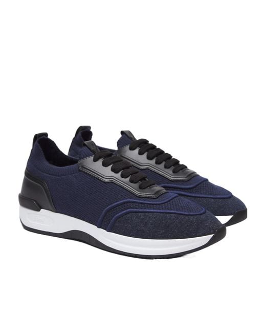 Brioni Blue Knit Sneakers for men