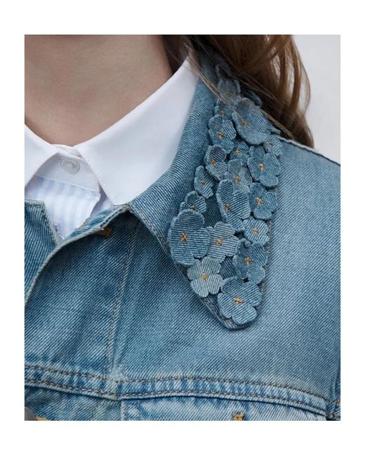 Dior Blue Iviera Cropped Jacket With Embroidered Collar