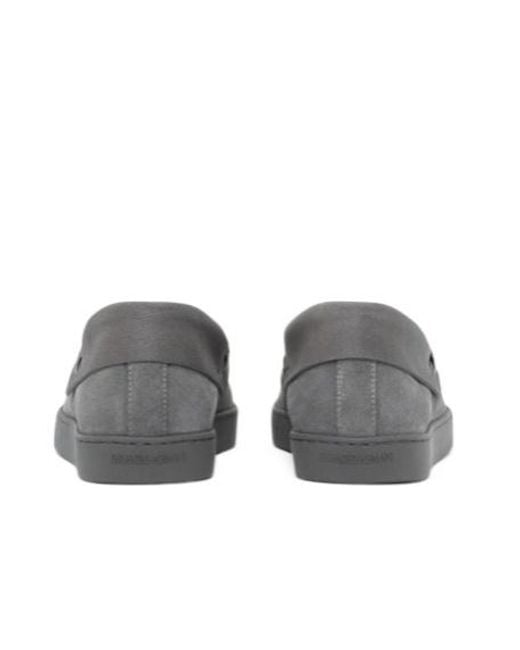 Giorgio Armani Gray Bow Detailed Slip-On Loafers for men