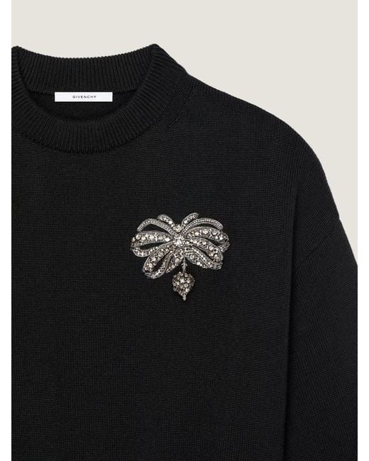 Givenchy Black Bow Embroidered Cropped Knitted Sweater