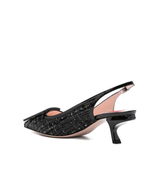 Roger Vivier Black Sequin Embellished Slingback Pumps