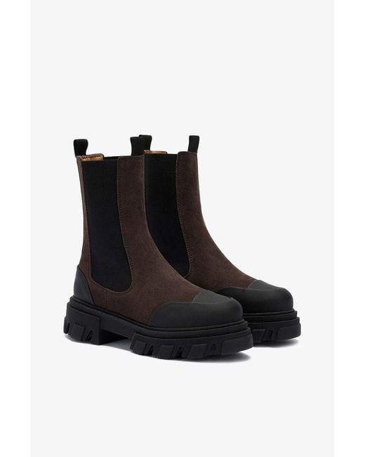 Ganni Black Cleated Mid Chelsea Boots
