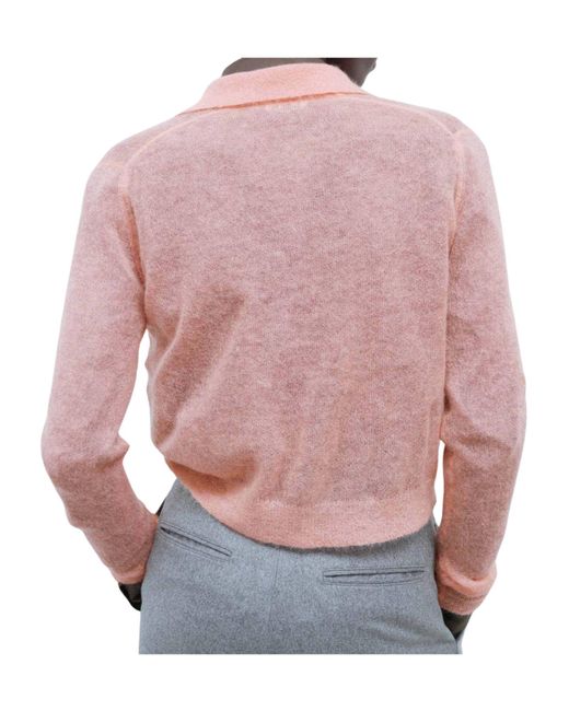 Auralee Pink Long-Sleeved Knitted Cardigan