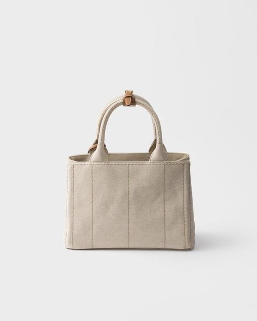 Prada Natural Jardinière Small Cotton Canvas Bag