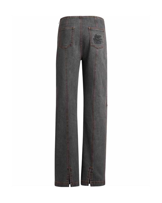 Etro Gray Pegaso Logo Jeans