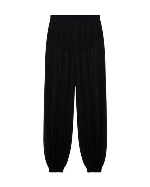 Jonathan Simkhai Black Sheer-Finish Cuffed Trousers