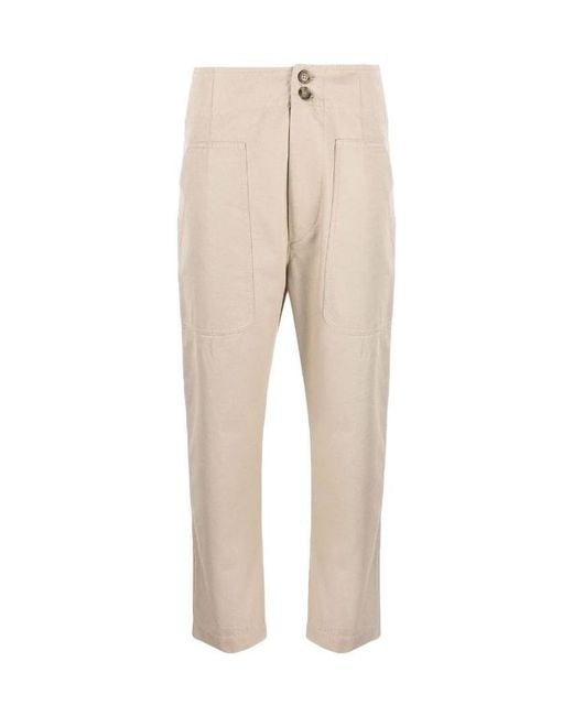 Isabel Marant Natural High-Waisted Cropped Trousers