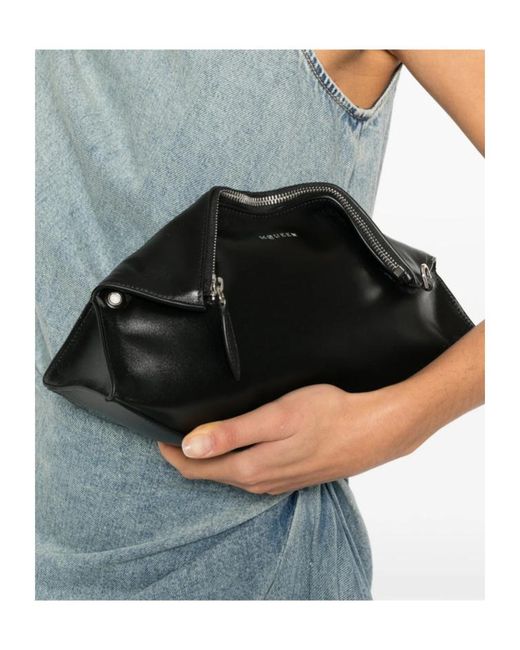 McQueen Black Manta Clutch Bag