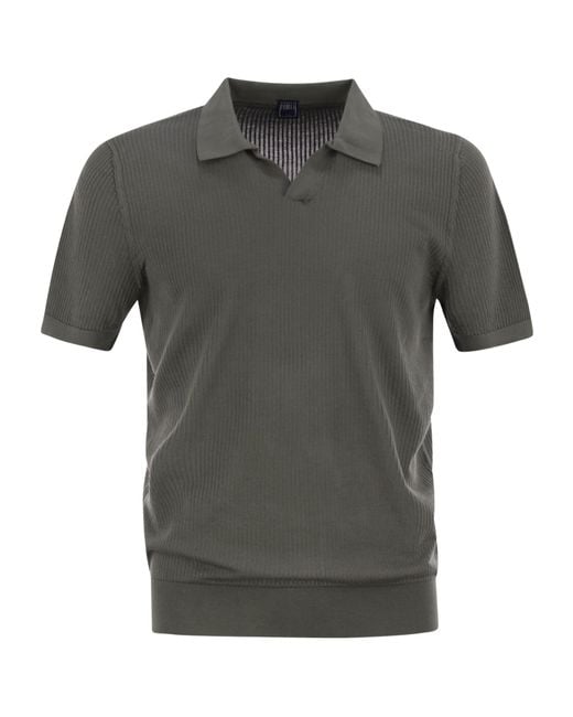 Fedeli Black Giza Cotton Polo Shirt for men