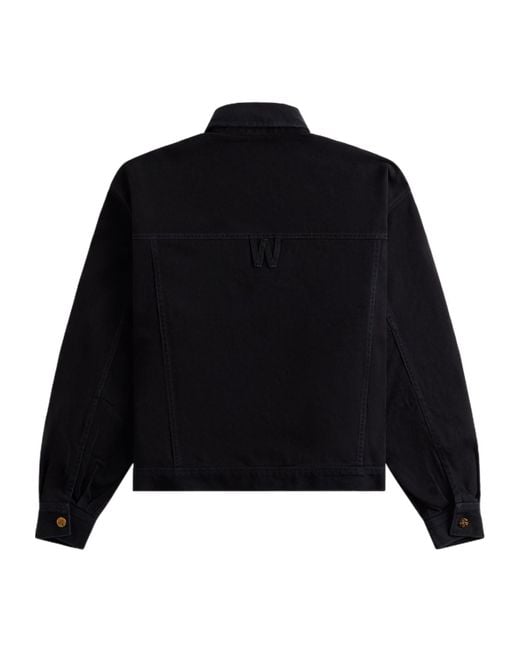 Willy Chavarria Black Logo-Buttoned Denim Jacket for men