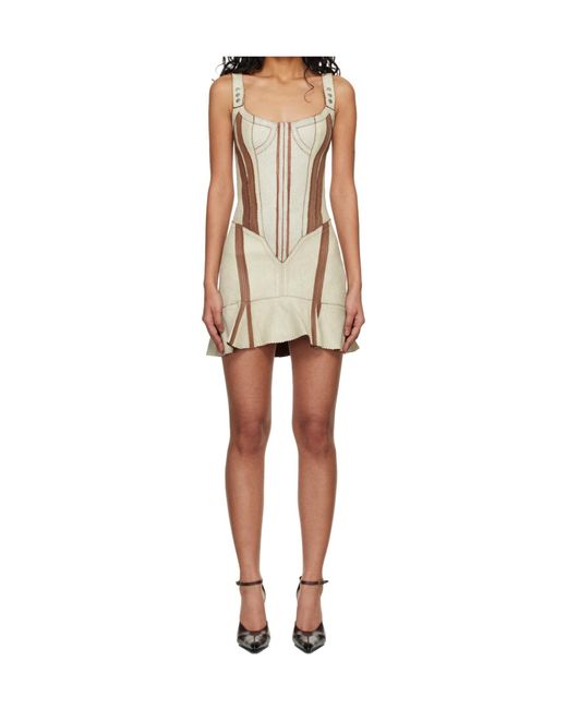 KNWLS White Scallop Paneled Mini Dress