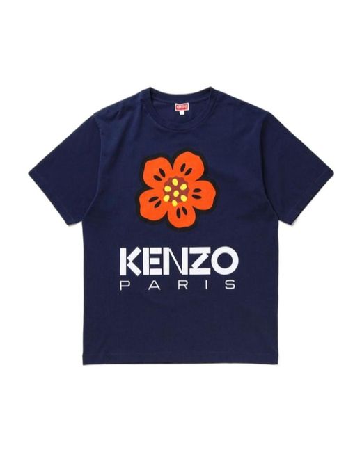 KENZO Blue Boke Flower Printed Crewneck T-Shirt for men