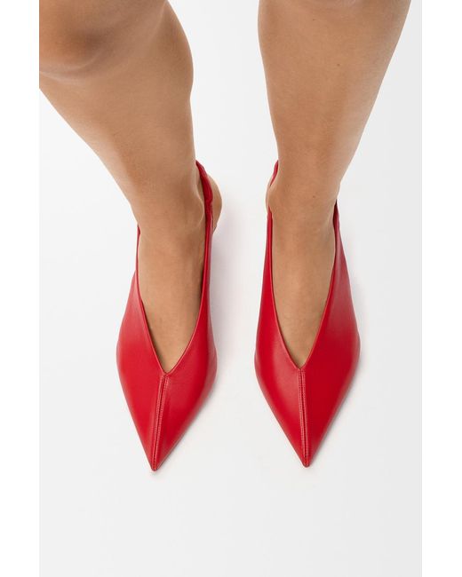 Loewe Red Pointed-Toe Slingback Pumps