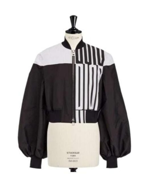 Dior Black Cropped Bomber Jacket With Bishop Sleeves