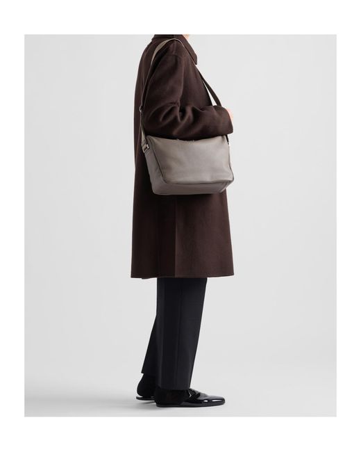 Prada Brown Medium Leather Shoulder Bag for men