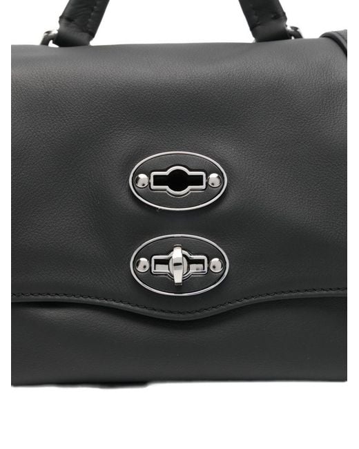 Zanellato Black Postina Saeta Baby Studded Shoulder Bag