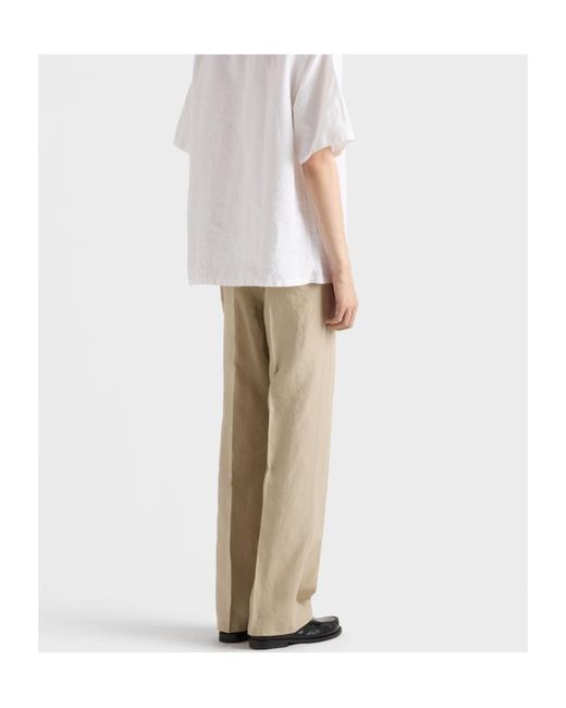 Prada Natural Triangle-Patch Pleated Trousers for men