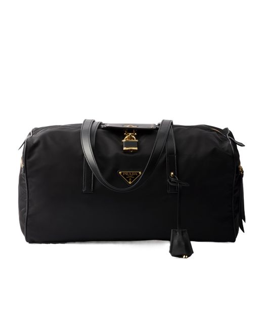 Prada Black Large Re-Nylon Top-Handle Bag With Lock